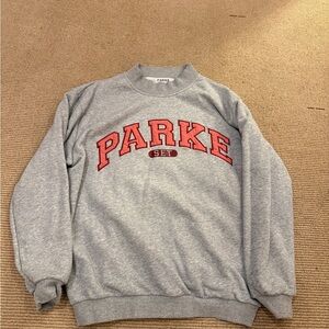 Parke Gray Crewneck Sweatshirt with Red Logo
